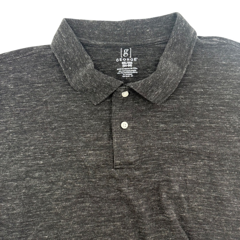 George Mens 3XL Gray‎ Heather Short Sleeve Polo Shirt Casual Everyday Top